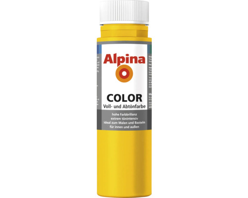 Alpina Color Voll- und Abtönfarbe in gelber Flasche