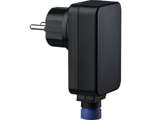 Paulmann Plug & Shine Power Supply Trafo IP44 21W mit Stecker schwarz 230/24V Paulmann Logo auf einem schwarzen Stecker für den Außenbereich