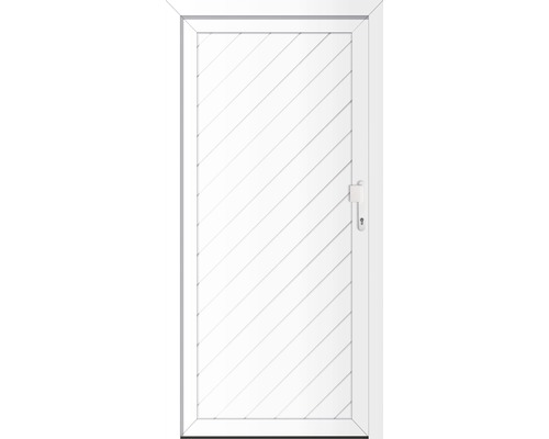 Weiße Innentür mit diagonalem Leistendesign und Griff