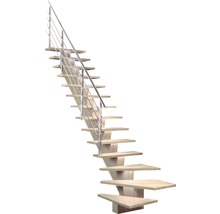 Holztreppe mit Edelstahlgeländer