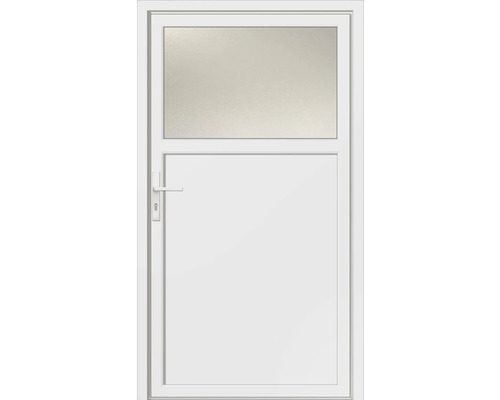 Nebeneingangstür Missouri weiß/weiß 880 x 1980 mm links 1/3 Glas mit 5-fach Verriegelung Weiße Haustür mit Glaseinsatz im oberen Bereich