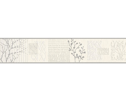 Bordüre 3442-12 Vinyl selbstklebend Ranken grau/creme 5 m x 13 cm Tapetenbordüre mit floralem Muster
