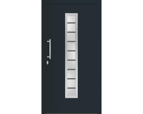 Haustür mit Glaseinsatz, Türgriff und Schloss