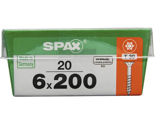 Spax Schrauben 6x200 Millimeter, 20 Stück, mit Korrosionsschutz
