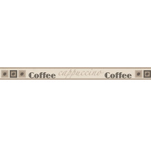Dekoratives Band mit Kaffeebohnen und den Schriftzügen Coffee und Cappuccino