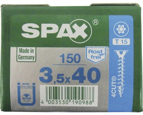 SPAX Schraubenpackung 3,5x40 mit 150 Stück aus Edelstahl rostfrei