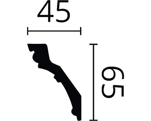 Abmessungen eines Zierprofils: 45 mal 65 Millimeter