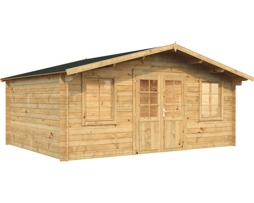 Holzgartenhaus mit Doppeltür und Fenstern