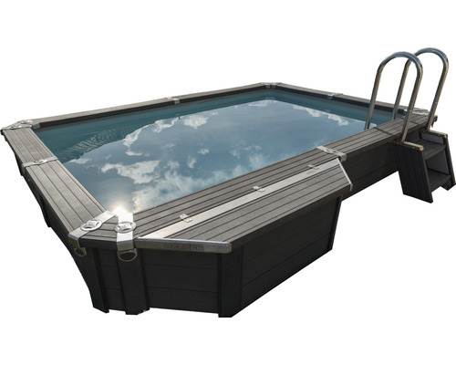 Einbaupool Azteckpool-Set Planet Pool eckig 244x495x140 cm inkl. Filteranlage, Skimmer, Leiter, Bodenvlies & LED-Unterwasserbeleuchtung grau-0