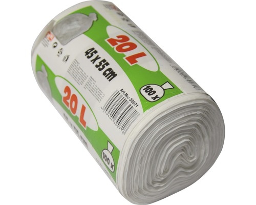Rolle Müllbeutel, 20 Liter Fassungsvermögen, 45 x 55 Zentimeter, 100 Stück