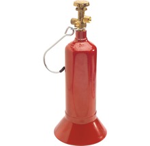 Rote Druckgasflasche mit Ventil und Aufhängevorrichtung