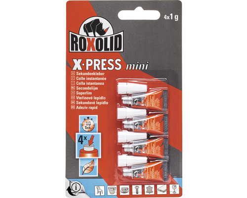 ROXOLID X-PRESS Mini Sekundenkleber - 3D-Druck geeignet - 4x 1 g Roxolid X-Press Mini Sekundenkleber, 4er-Pack