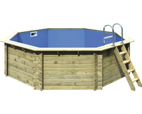 Aufstellpool Holzpool-Set Karibu Classic 2A rund Ø 470x124 cm inkl. Leiter & Bodenschutzvlies Holz-0