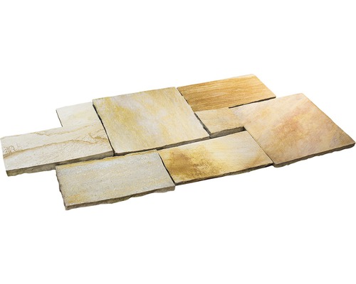 Quarzit Terrassenplatte Milano römischer Verband Set = 1,125 m² Stärke 2 cm - 4 cm Mehrere Sandsteinplatten für den Außenbereich
