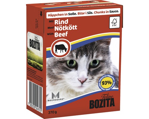 Katzenfutter nass BOZITA Fresh Menu Häppchen in Sauce mit Hühnchen für Rind 370 g getreidefrei Bozita Katzenfutter mit Rind, 370 Gramm Packung