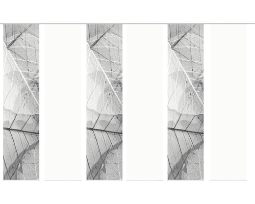 Schiebegardine Digitaldruck Blattari grau 6er-Set 60x245 cm Dekorative Schiebegardine mit Blattmotiv