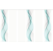 Schiebegardine Digitaldruck Opalia weiß türkis 6er-Set 60x245 cm
