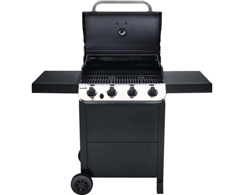 Gasgrill mit vier Brennern, Ablageflächen und Rädern