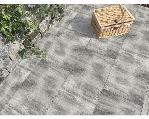 Beton Terrassenplatte Crescendo Style weiß-anthrazit-melange 60 cm x 40 cm x 5 cm