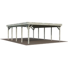 Holzcarport mit mehreren Pfosten zur Fahrzeugüberdachung