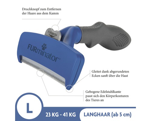 FURminator Fellpflegekamm für langhaarige Hunde, Größe L