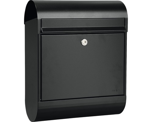 Schwarzer Briefkasten mit Schloss