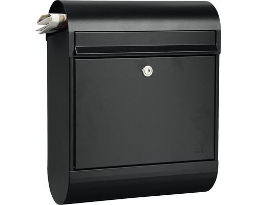 Schwarzer Briefkasten mit Zeitungsfach