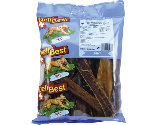 Hundesnack DeliBest Straussenfleisch Sticks 200 g Kauartikel DeliBest Straussenfleisch Sticks für Hunde im Beutel