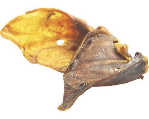 Zwei getrocknete Schweineohren für Hunde