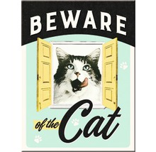Dekomagnet Beware of the Cat 6x8 cm-thumb-0