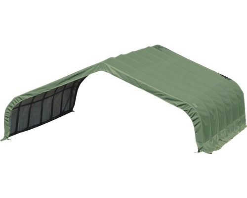 Grünes Carport mit gebogenem Dach