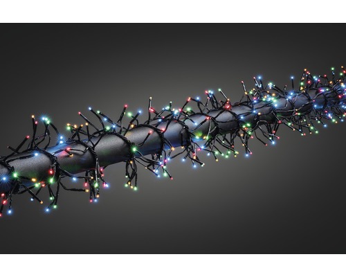 LED Büschellichterkette Konstsmide 2,7 m + Zuleitungslänge 5 m 364 LEDs Lichtfarbe bunt inkl. Controller mit 8 Funktionen Lichterkette mit mehrfarbigen LED Lichtern auf schwarzem Kabel