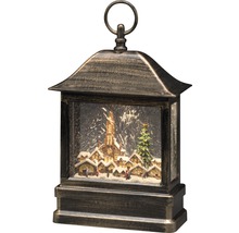 Dekorative Laterne mit Winterdorf-Motiv und LED-Beleuchtung