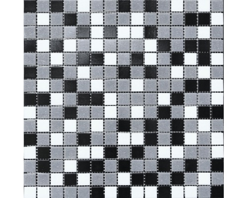 Glasmosaik Mix weiß/ grau/ schwarz 30,5x32,5cm Inhalt 10 Stück