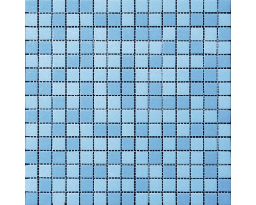 MIRAVA Glasmosaik mix hellblau und blau 30,5 x 32,5 cm Mosaikfliese mit quadratischem Muster