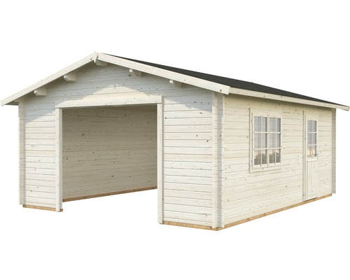 Holzgarage mit Fenster und Tür