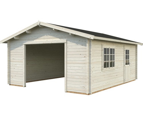 Holzgarage mit Fenster und Tür