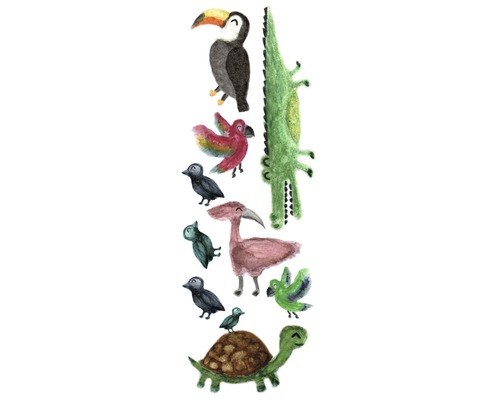 Illustration verschiedener Tiere: Tukan, Papagei, Krokodil, Schildkröte und andere Vögel Illustration verschiedener Tiere: Tukan, Papagei, Krokodil, Schildkröte und andere Vögel