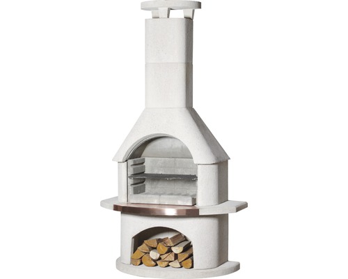 Gartengrillkamin mit Holzfach