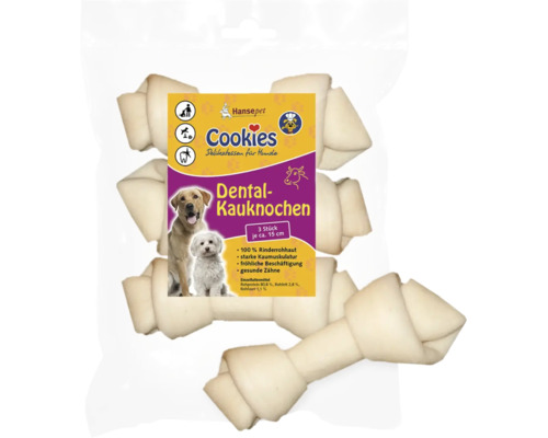 Hundesnack Cookies Dental-Kauknochen ca. 15 cm 3 Stück Kauartikel Hansepets Cookies Dental-Kauknochen für Hunde, 3 Stück, circa 15 cm