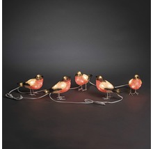 Lichterkette mit fünf leuchtenden Vogelmotiven als Dekoration