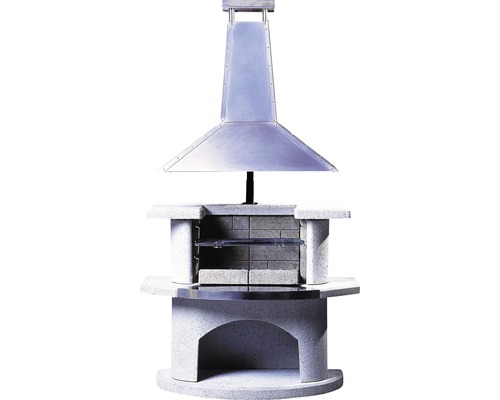 Buschbeck Grillkamin Venedig 65 x 110 x 197 cm Beton Edelstahl weiß Grillkamin aus Stein mit Rauchabzug