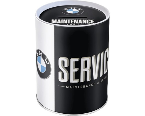 Spardose mit BMW Logo und Aufschrift Service Maintenance Fund