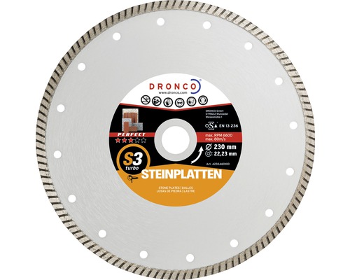 Dronco S3 Turbo Trennscheibe für Steinplatten, Durchmesser 230 Millimeter