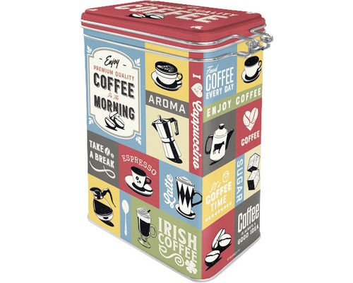 Kaffeedose mit verschiedenen Kaffeemotiven