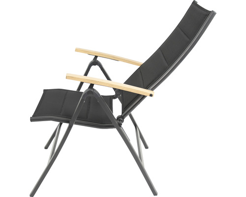 Gartensessel aus Metall mit Armlehnen aus Holz