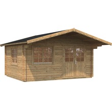 Gartenhaus Palmako Helena 15,1 m² inkl. Fußboden und Vordach 514 x 524 cm tauchgrundiert braun