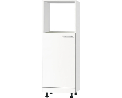Optifit Backofen/Kühlumbauschrank für 88er Einbaukühlschrank Bengt932 BxTxH 60 x 58,4 x 176,6 cm weiß matt zerlegt Anschlag reversibel KFBE MH660-8+ Weißer Küchenhochschrank mit einer Tür, einem offenen Fach und Füßen