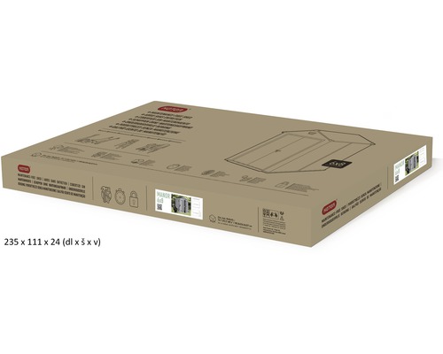 Verpackung des Nartur Manor Geräteschuppens in den Maßen 235 x 111 x 24 Zentimeter