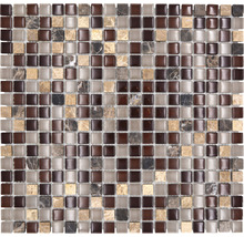 Glasmosaik mit Naturstein XCM M870 30,5x32,2 cm mix braun-thumb-0